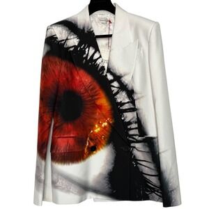 Alexander McQueen Graphic Eye Print Blazer Made in Italy